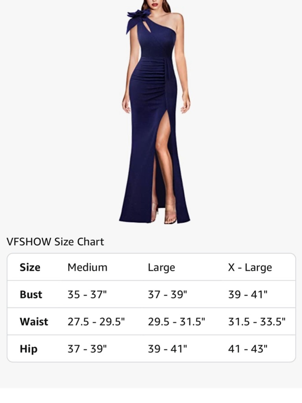 NWT Women's One Shoulder Ruched Maxi Dress Navy Blue Glitter Formal Gown Sz L - Picture 6 of 7
